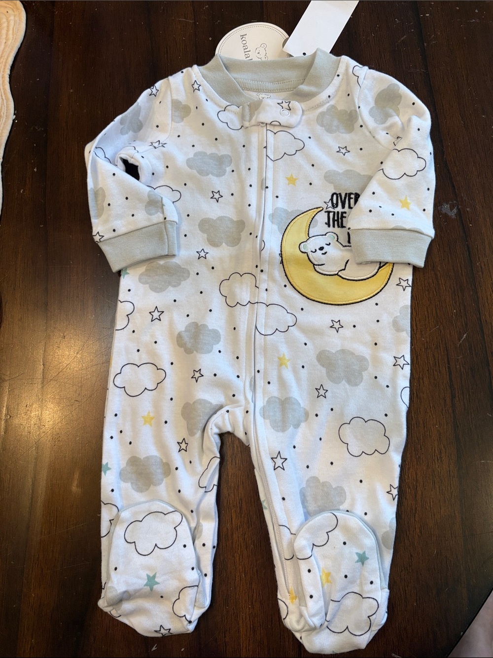 Koalababy Cloud & Moon Footed One-Piece zippered cotton Pajamas